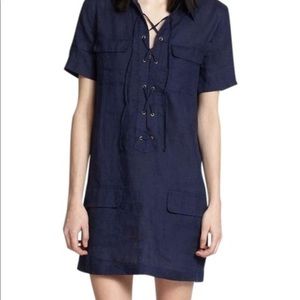 Equipment Dresses - Equipment Blue Knox Linen Lace-Up Dress Equipment Dresses - Equipment Blue Knox Linen Lace-Up Dress